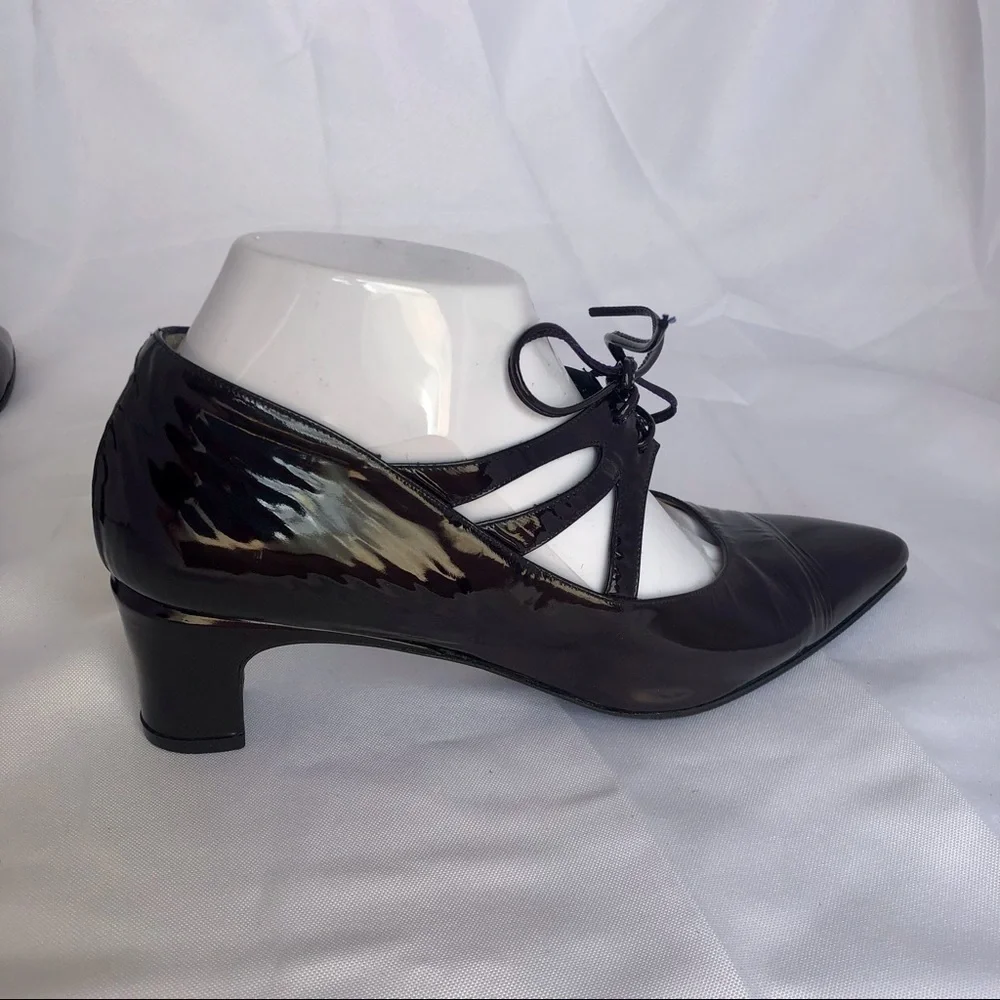Ombeline black cherry patent leather Cuban heels - Picture 3 of 13